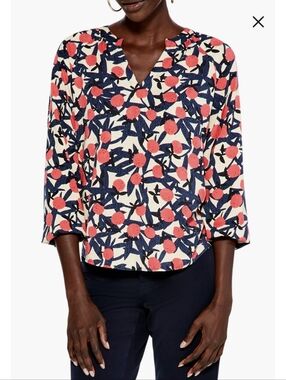 NIC + ZOE Fresh Squeeze Printed 3/4-Sleeve Top, M